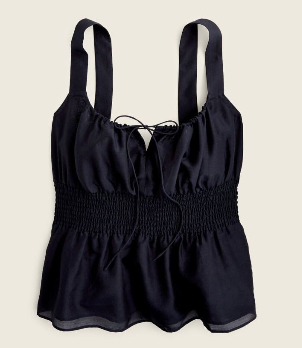 J.Crew Smocked-Waist Tank In Silk-Cotton Voile - L